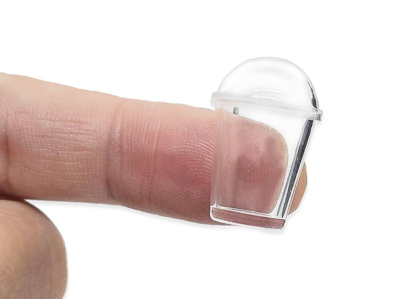 ChangThai Design Very Tiny Â½ Inch High Clear Plastic Cold Cups with Lids 10 Pieces Set - Miniature Tableware Cup Mug Tray Bowl Crockery Cutlery Kitchenware Handmade Mini Decorative Collectible Gifts - Image 3